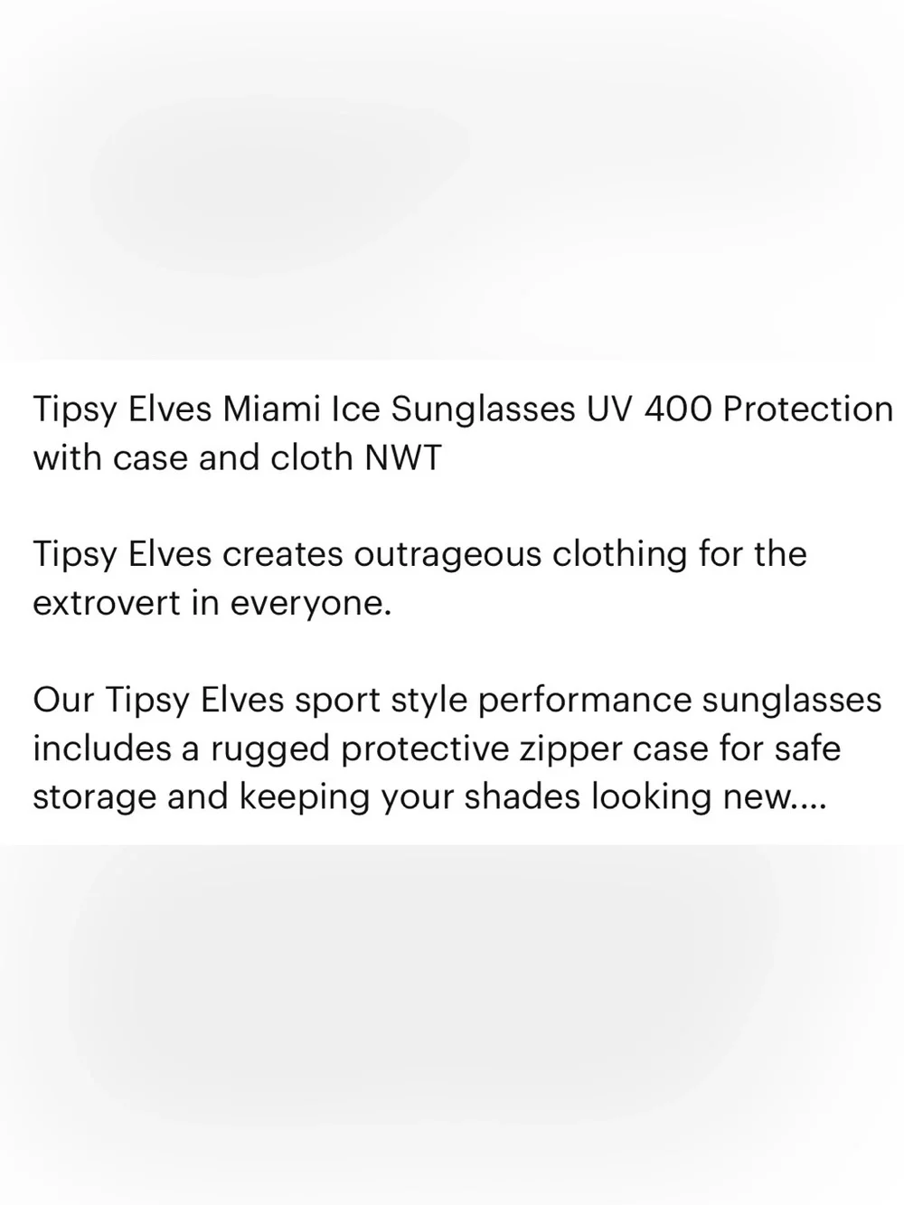 Tipsy Elves Miami Ice White Frame Sunglasses NIP Hard Case Cleaning Cloth